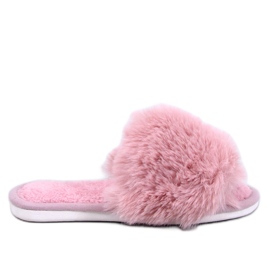 Pantuflas con puntera abierta de pelo Kemars rosa rosado