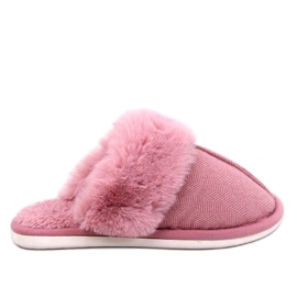 Pantuflas Skeen espiga rosa oscuro con pelo rosado