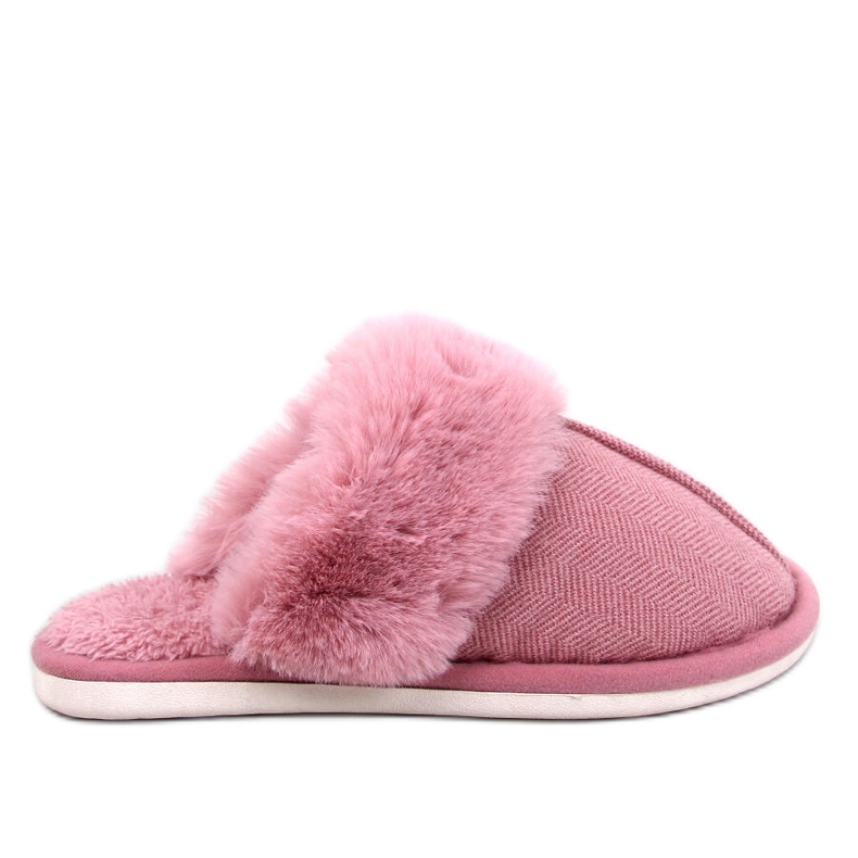 Pantuflas Skeen espiga rosa oscuro con pelo rosado