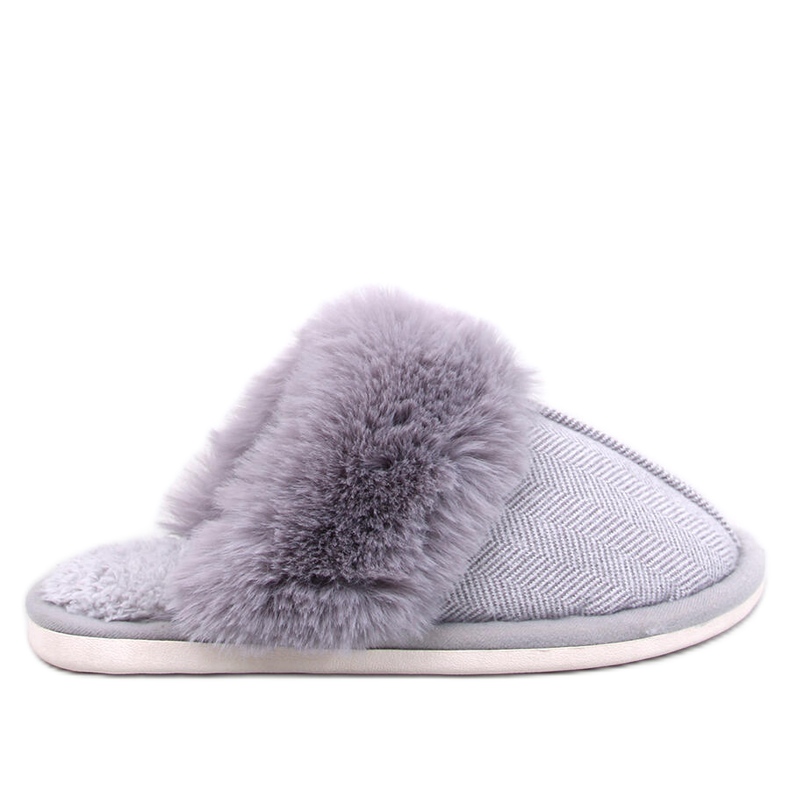 Pantuflas espiga gris con pelo Skeen