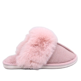 Pantuflas de espiga con pelo Skeen, Rosa Polvo