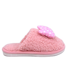 Zapatillas infantiles infantiles rosa con lazo. rosado