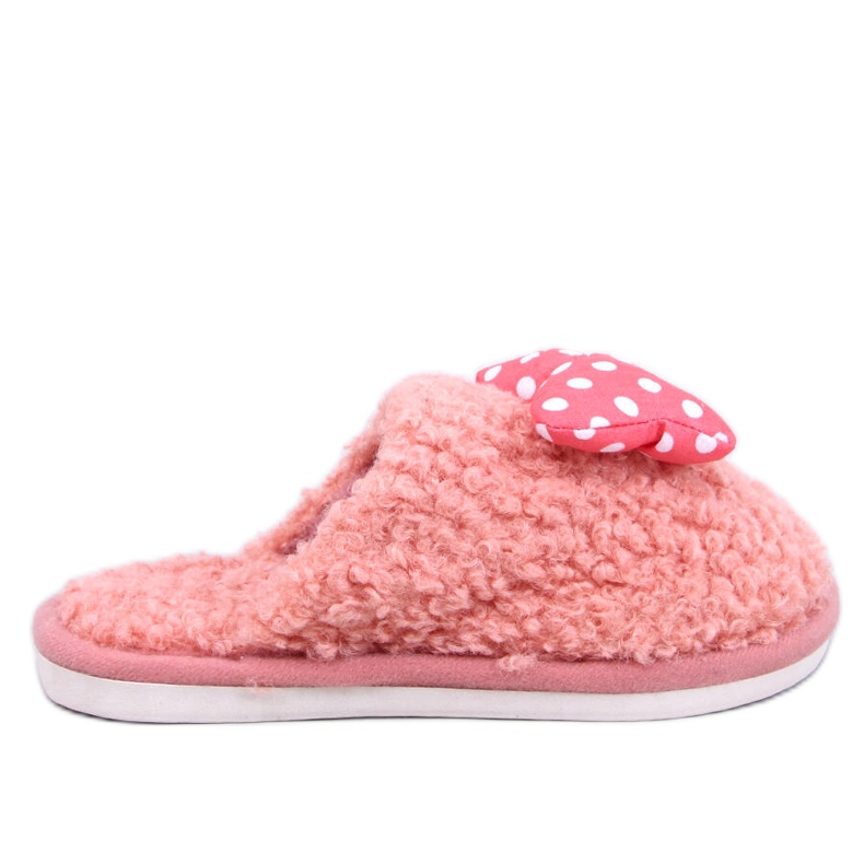 Pantuflas niño salmón con lazo rosado