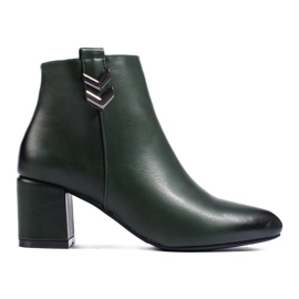 Elegantes botines clásicos de tacón Daszyński verde oscuro