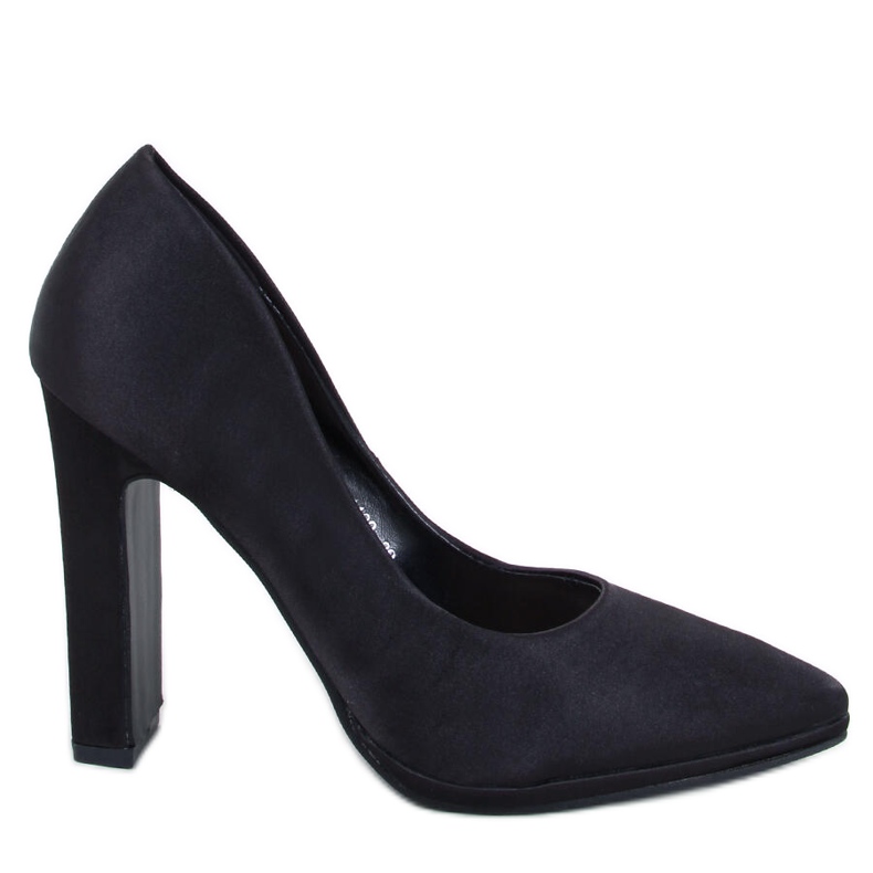 Olivv Salón de raso negro con tacones anchos
