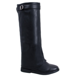 Annse Botas negras de doble corte negro