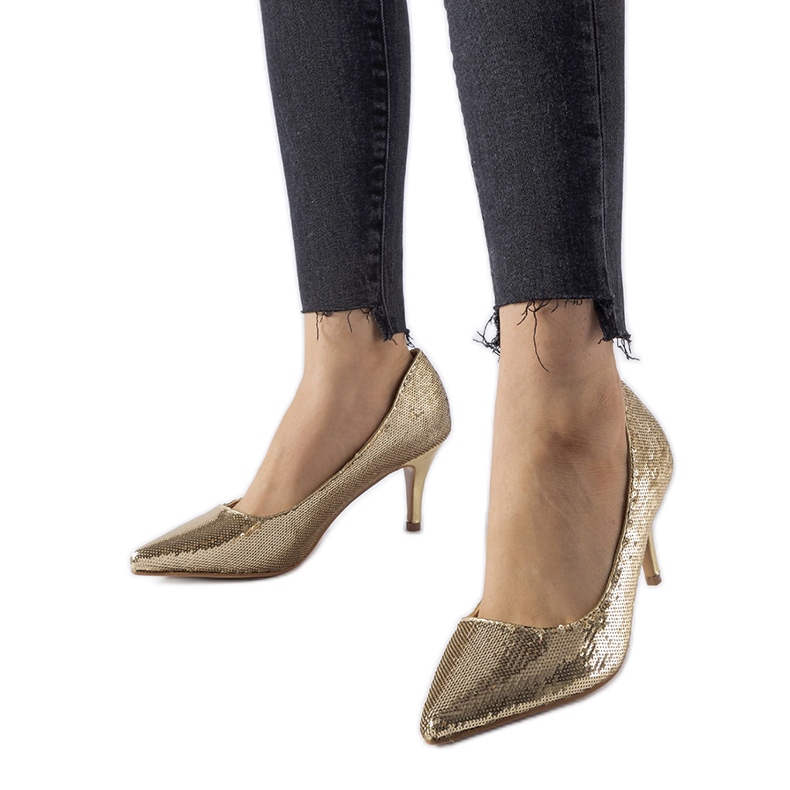 Zapatos de tacón de aguja Ernesto con lentejuelas doradas dorado