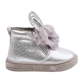 Botas de nieve infantiles Mothia plateadas con cremallera plata