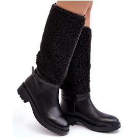 Botas por encima de la rodilla para mujer con pelo, negro Bellama