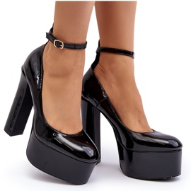 Zapatos de salón lacados con plataforma enorme y tacón, Black Ninames negro