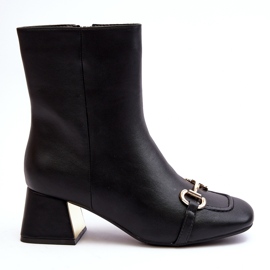 Botines negros de tacón alto con decoración Adinah