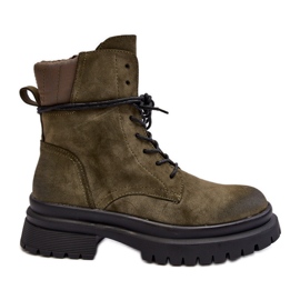 Botines Trapper De Mujer Con Suela Gruesa, Verde Oscuro, Narelona