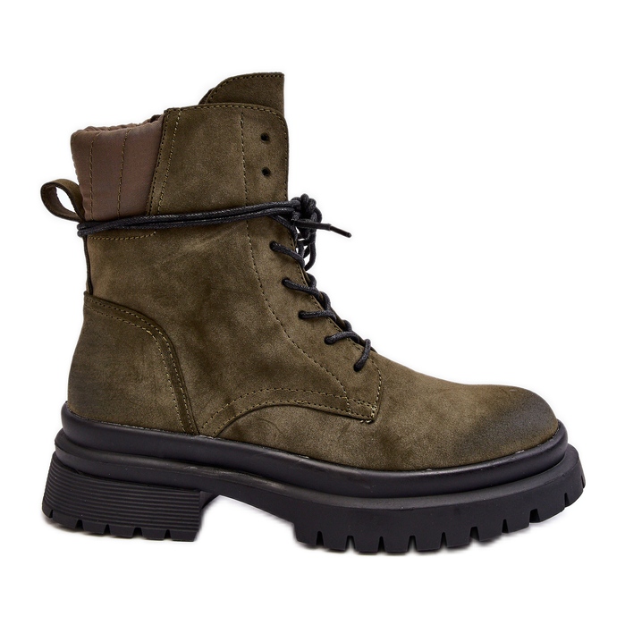 Botines Trapper De Mujer Con Suela Gruesa, Verde Oscuro, Narelona