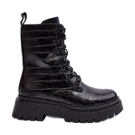 Botas Obreras De Mujer Con Grabado Decorativo Tarolia Negro