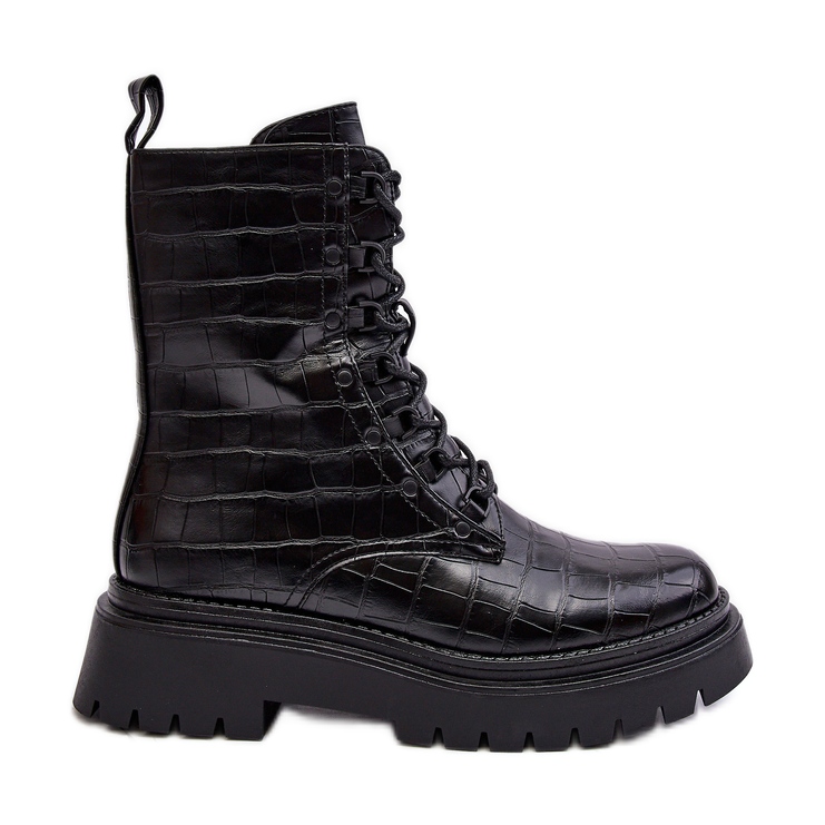 Botas Obreras De Mujer Con Grabado Decorativo Tarolia Negro