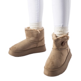Botas de nieve marrones con aislamiento y botón Ronco marrón