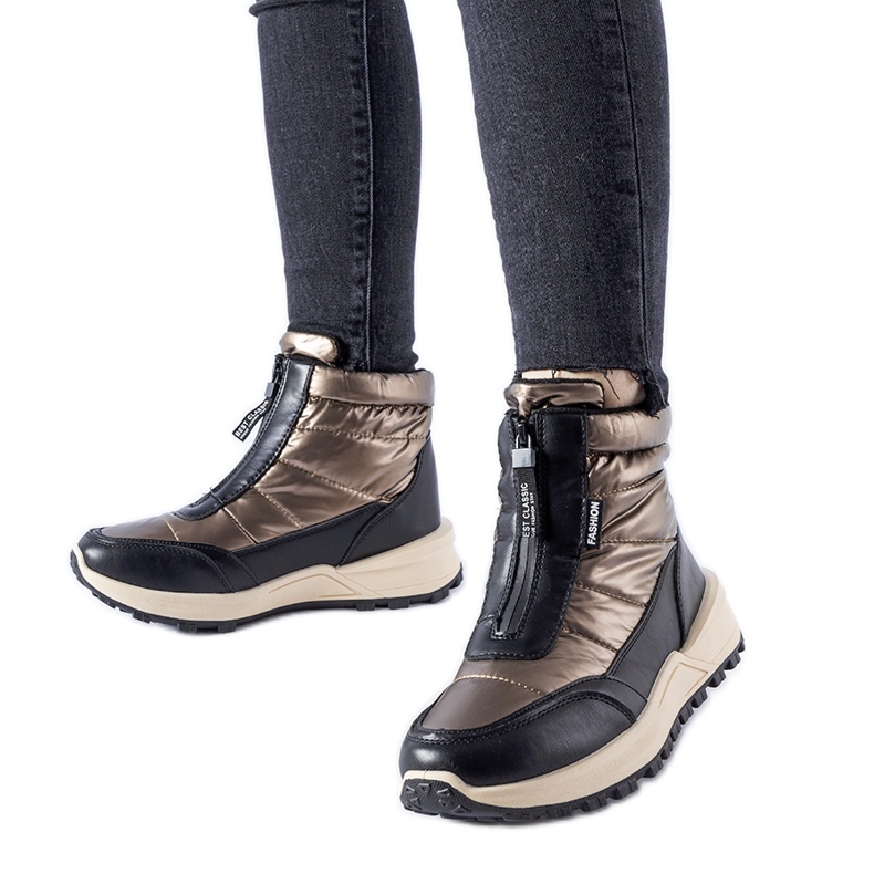 Botas de nieve Ritter marrones con aislamiento y cremallera marrón