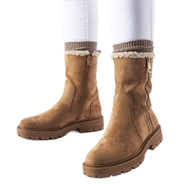 Botas aislantes beige con cremallera Sunnyslope