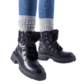 Botas de trabajo negras con pelo decorativo Quarto. negro Botas de trabajo negras con pelo decorativo Quarto. negro