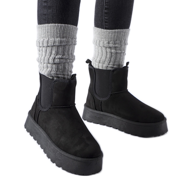 Botas de nieve negras con bandas elásticas en los laterales de Bertino negro