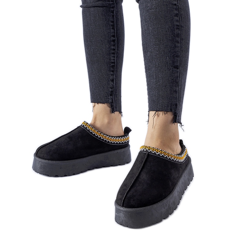 Botas de nieve bajas negras con costuras decorativas Fori negro