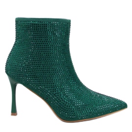 Botines de tacón con cristales Demish Green verde