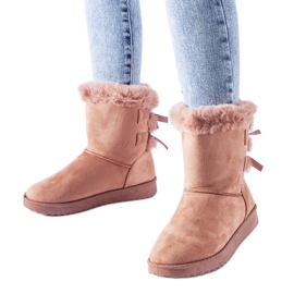 Botas de nieve rosas con aislamiento y lazos de Borbera