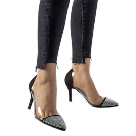 Tacones negros con circonitas y liquidación Laceno