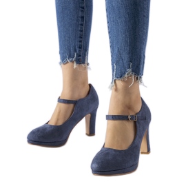 Zapatos de tacón azul marino con cierre Serri