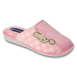 Zapatillas de casa de mujer Inblu cuadros 155D151 rosa y blanco