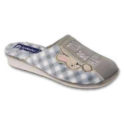 Zapatillas de casa de mujer Inblu cuadros 155D152 gris y blanco
