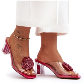 Chanclas Transparentes De Tacón Alto Con Decoración Fucsia S.Barski MR1037-20 rosado
