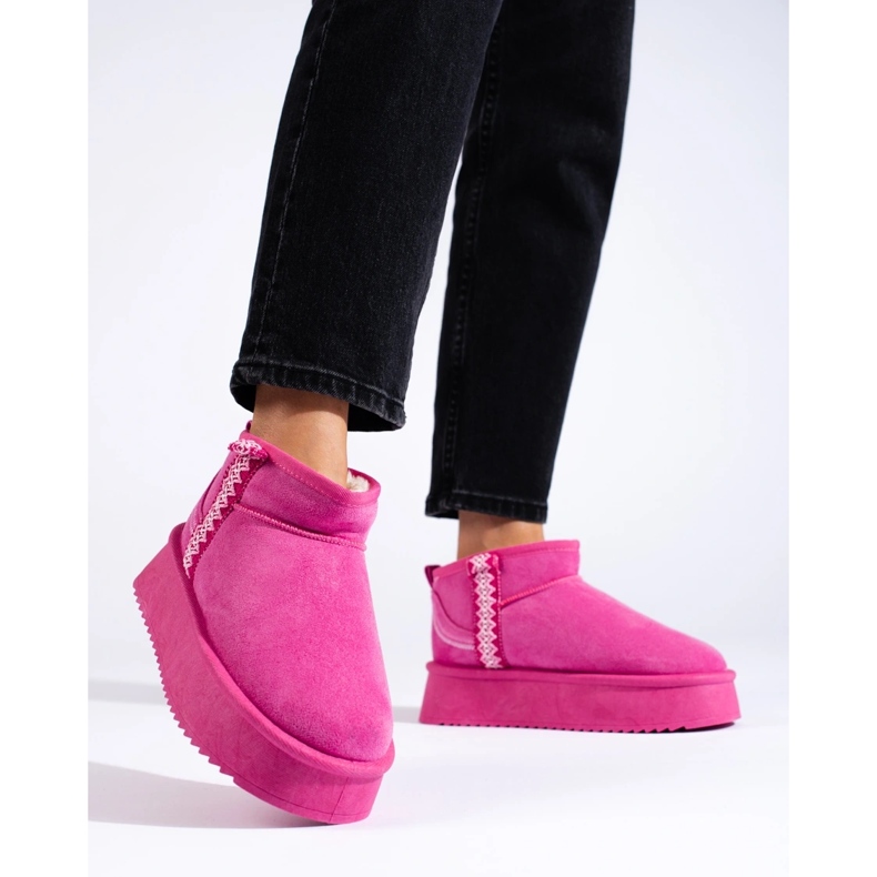 Botas de nieve con plataforma de ante Shelovet rosa rosado