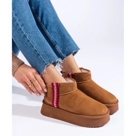 Botas de nieve mujer Shelovet ante camel marrón