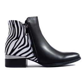 Botines de mujer Shelovet negros con estampado de cebra