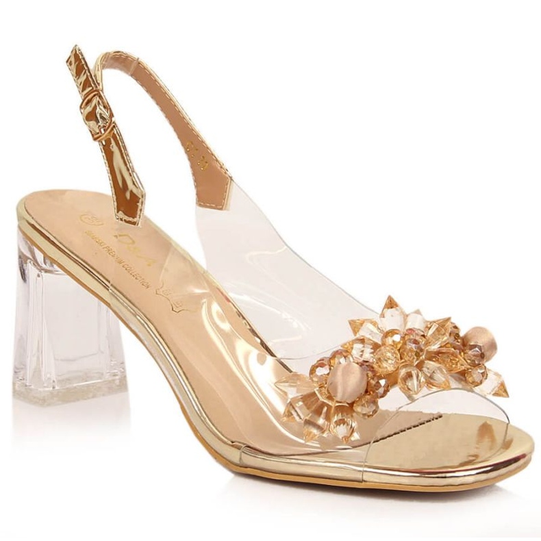 D&amp;A W OLI191B sandalias de tacón transparente, dorado