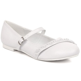 Bailarinas American Club Jr AM915 blancas con circonitas blanco