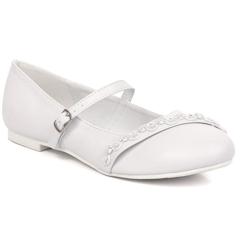Bailarinas American Club Jr AM915 blancas con circonitas blanco
