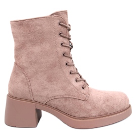Mayfield botines caqui con cordones beige