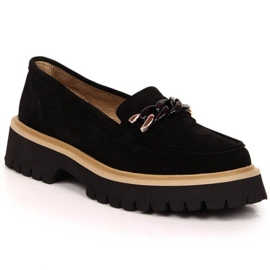 Mocasines de ante con tacón y cadena Filippo W PAW404 negro