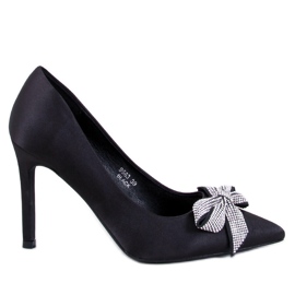 Broches de raso con lazo de Trini Black negro Broches de raso con lazo de Trini Black negro