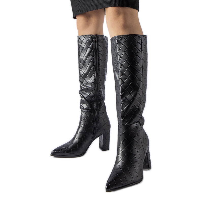 Botas negras decoradas con acolchado Brannon. negro