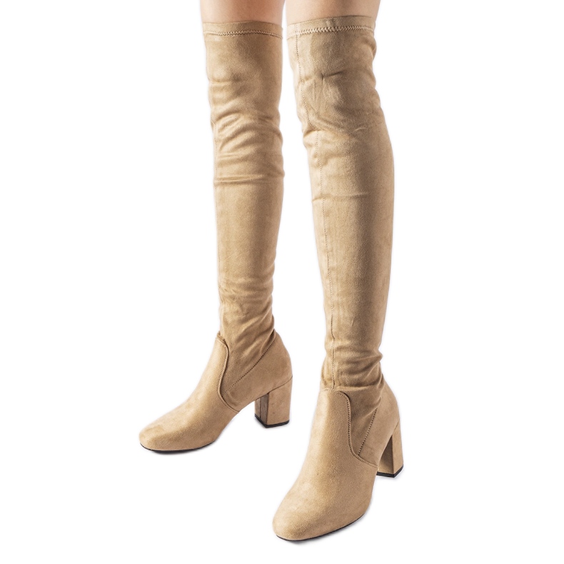 Botas calcetín largas beige con tacón Carl Botas calcetín largas beige con tacón Carl