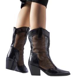Botas cowboy caladas negras con tacón bajo de Beato negro