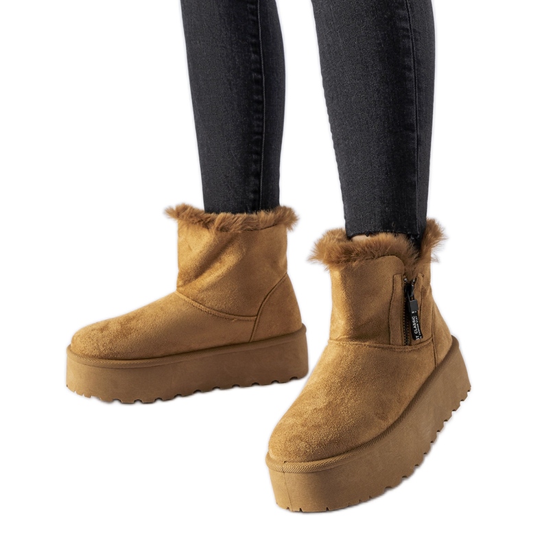 Botas de nieve marrones con plataforma de Puntos marrón