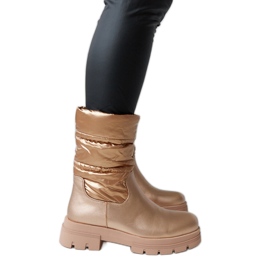 Botines aislantes metalizados con pespunte Malvaro beige
