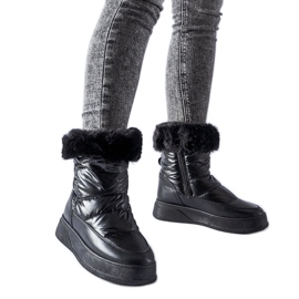 Botas de nieve aislantes negras con pelo Oliver negro