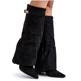 Botas de tacón alto por encima de la rodilla para mujer Portora negra negro