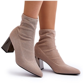 Botines Tacón Alto Beige Brillante Sognota
