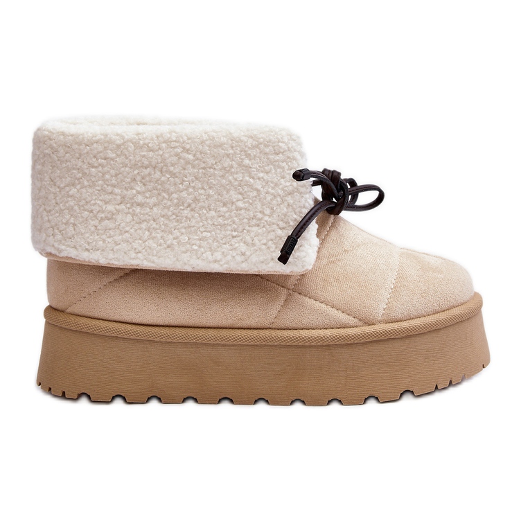 Botas de nieve con plataforma y piel de oveja, beige claro Olimuka